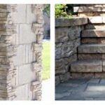 Natural stone stacked pillar and steps