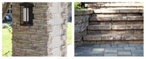 Natural stone stacked pillar and steps