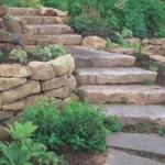 Natural stone rough edge steps
