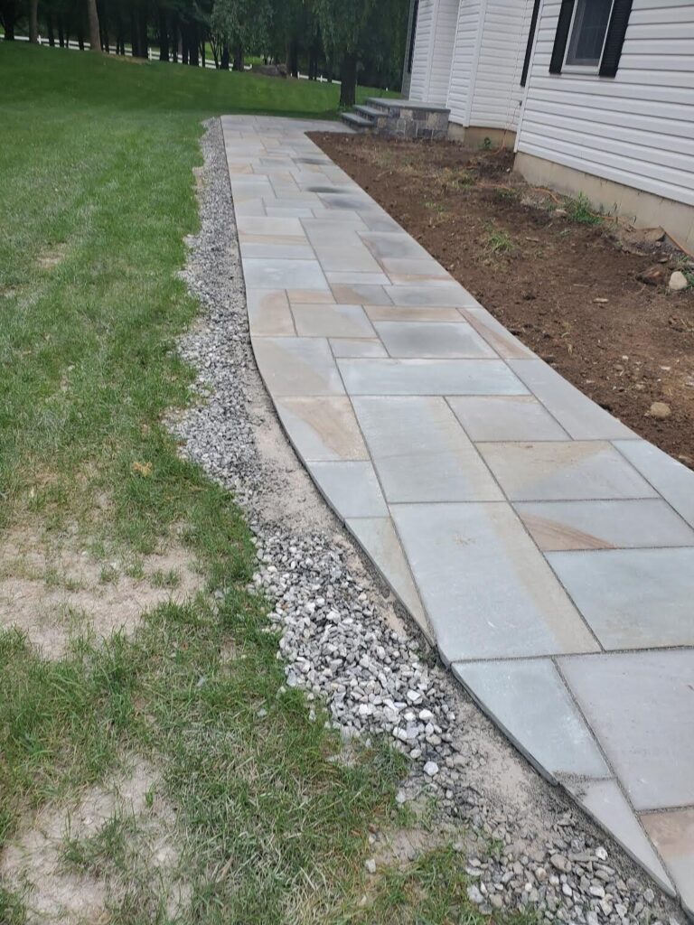 Geometric bluestone walkway