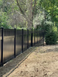 Black vinyl and aluminum fences