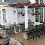 Outdoor kitchen and pergola